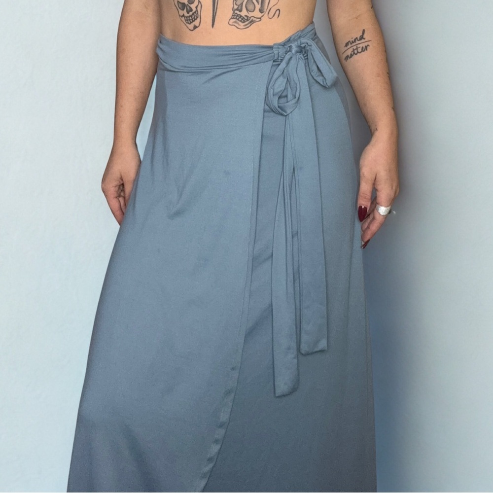 Elegant Blue Wrap Skirt